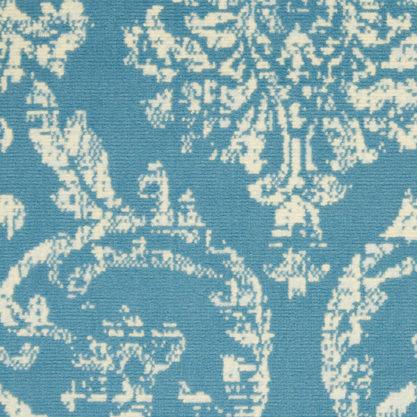 Homeroots 5' X 7' Blue Damask Power Loom Area Rug  Polypropylene 522166