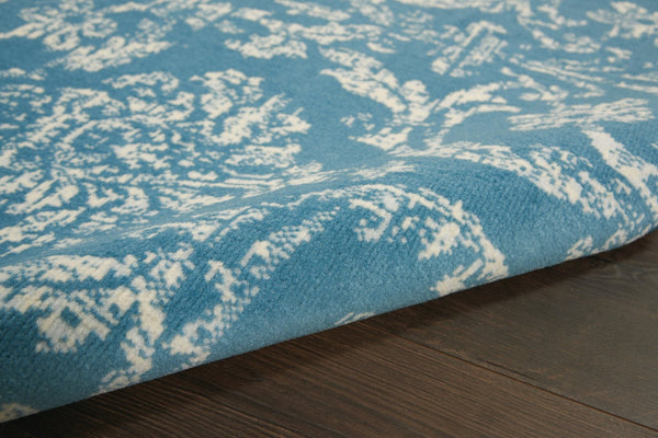HomeRoots 6' Blue Damask Power Loom Area Rug - Classic Elegance for Living Rooms, Bedrooms & Dining Areas 6' X 9' Rectangle 522167