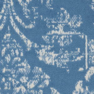 Homeroots 5' Blue Round Damask Power Loom Area Rug  Polypropylene 522168