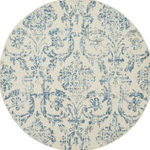 Homeroots 5' Cream Round Damask Power Loom Area Rug  Polypropylene 522175