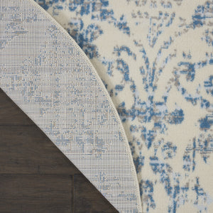 Homeroots 5' Cream Round Damask Power Loom Area Rug  Polypropylene 522175