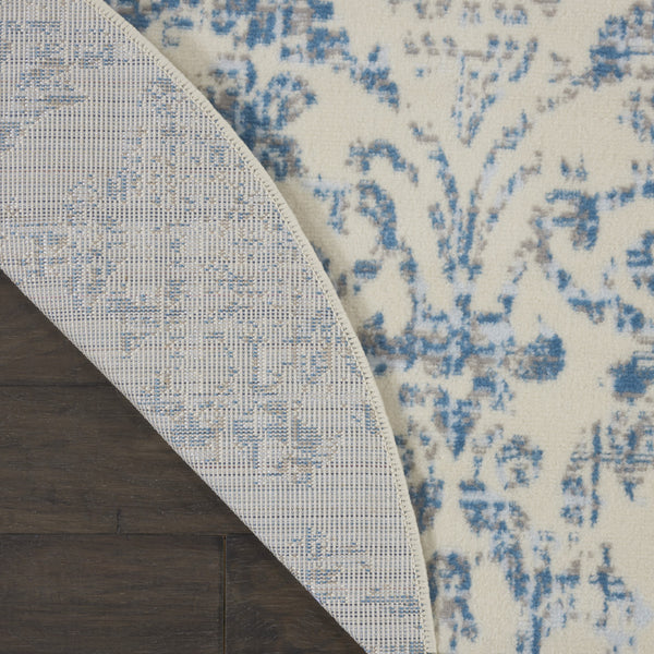 Homeroots 5' Cream Round Damask Power Loom Area Rug  Polypropylene 522175