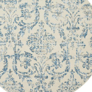 Homeroots 5' Cream Round Damask Power Loom Area Rug  Polypropylene 522175