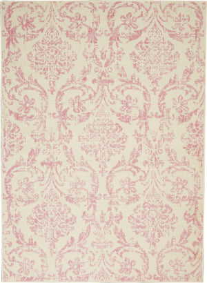 Homeroots 6' X 9' Beige And Pink Floral Power Loom Non Skid Area Rug  Polypropylene 522178
