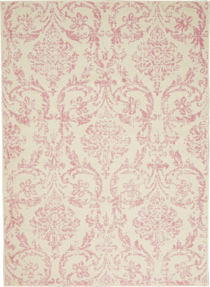 Homeroots 6' X 9' Beige And Pink Floral Power Loom Non Skid Area Rug  Polypropylene 522178