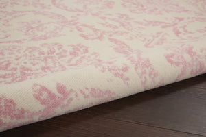 HomeRoots 6' Elegant Beige and Pink Floral Power Loomed Area Rug with Non-Skid Backing for Any Room Decor 6' X 9' Rectangle 522178