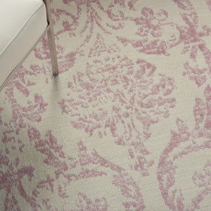 HomeRoots 6' Elegant Beige and Pink Floral Power Loomed Area Rug with Non-Skid Backing for Any Room Decor 6' X 9' Rectangle 522178