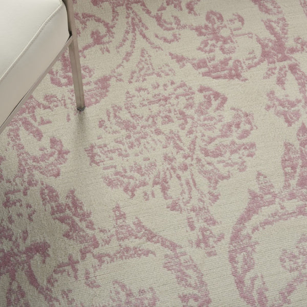 HomeRoots 6' Elegant Beige and Pink Floral Power Loomed Area Rug with Non-Skid Backing for Any Room Decor 6' X 9' Rectangle 522178