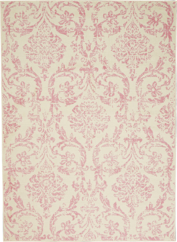 Homeroots 5' X 7' Cream Damask Power Loom Area Rug  Polypropylene 522180