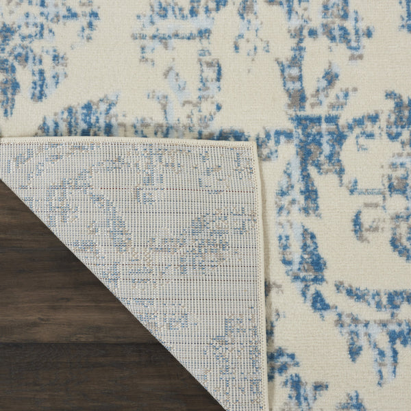 Homeroots 8' X 10' Cream Damask Power Loom Non Skid Area Rug  Polypropylene 522182