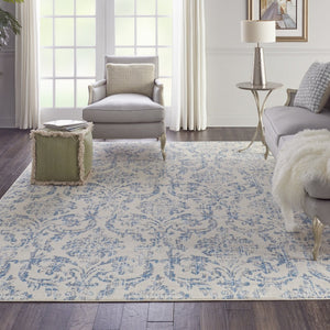 HomeRoots 6' Cream Damask Power Loom Area Rug - Timeless Elegance for Sophisticated Living Spaces & Easy Care 8' X 10' Rectangle 522182