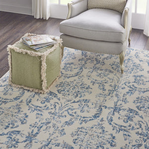 HomeRoots 6' Cream Damask Power Loom Area Rug - Timeless Elegance for Sophisticated Living Spaces & Easy Care 8' X 10' Rectangle 522182