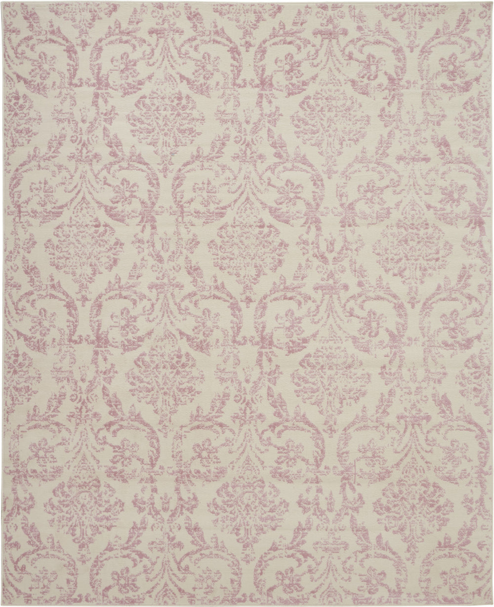 Homeroots 8' X 10' Cream Damask Power Loom Area Rug  Polypropylene 522183