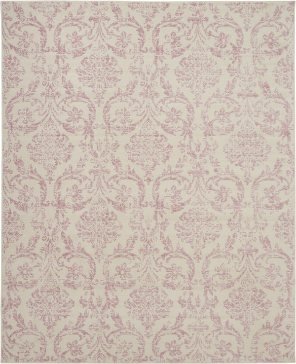 Homeroots 8' X 10' Cream Damask Power Loom Area Rug  Polypropylene 522183