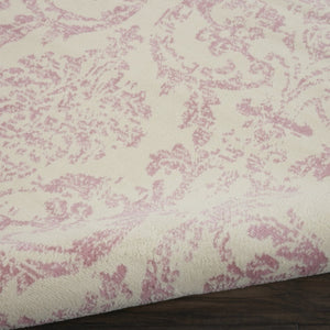 HomeRoots 6' Elegant Beige and Pink Floral Power Loomed Area Rug with Non-Skid Backing for Any Room Decor 8' X 10' Rectangle 522183
