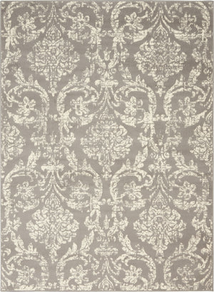 Homeroots 5' X 7' Gray Damask Power Loom Non Skid Area Rug  Polypropylene 522187