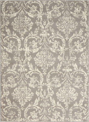 Homeroots 5' X 7' Gray Damask Power Loom Non Skid Area Rug  Polypropylene 522187