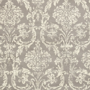 Homeroots 6' X 9' Gray And Ivory Damask Power Loom Distressed Area Rug  Polypropylene 522189