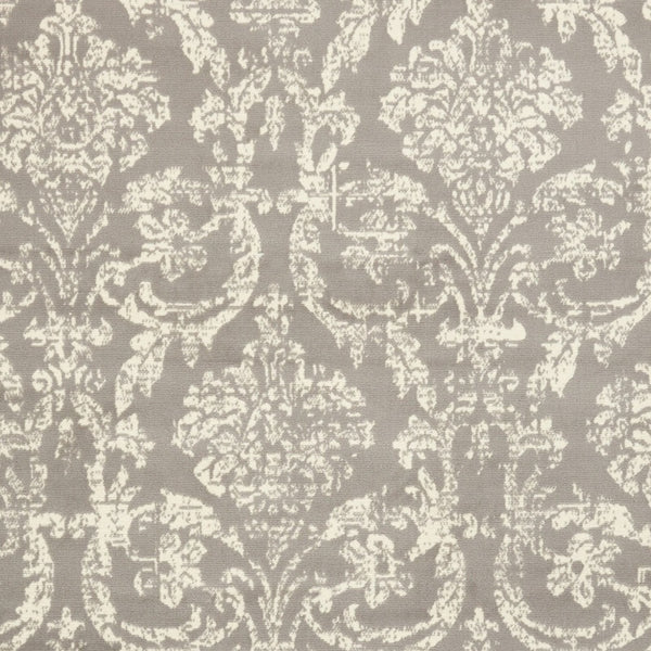 Homeroots 6' X 9' Gray And Ivory Damask Power Loom Distressed Area Rug  Polypropylene 522189