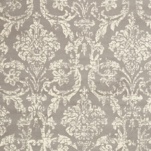 HomeRoots 6' Gray and Ivory Damask Area Rug - Elegant Power Loomed Design with Distressed Vintage Charm 6' X 9' Rectangle 522189