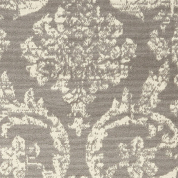 Homeroots 6' X 9' Gray And Ivory Damask Power Loom Distressed Area Rug  Polypropylene 522189