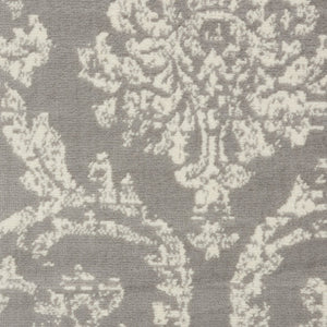 HomeRoots 6' Gray and Ivory Damask Area Rug - Elegant Power Loomed Design with Distressed Vintage Charm 8' X 10' Rectangle 522190