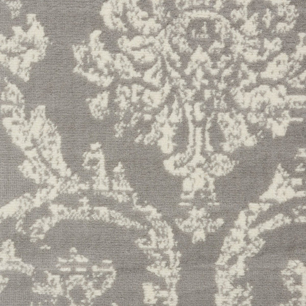HomeRoots 6' Gray and Ivory Damask Area Rug - Elegant Power Loomed Design with Distressed Vintage Charm 8' X 10' Rectangle 522190