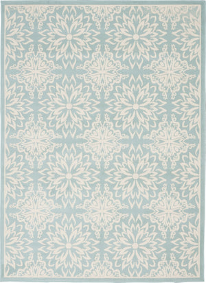 Homeroots 6' X 9' Aqua Floral Power Loom Area Rug  Polypropylene 522194