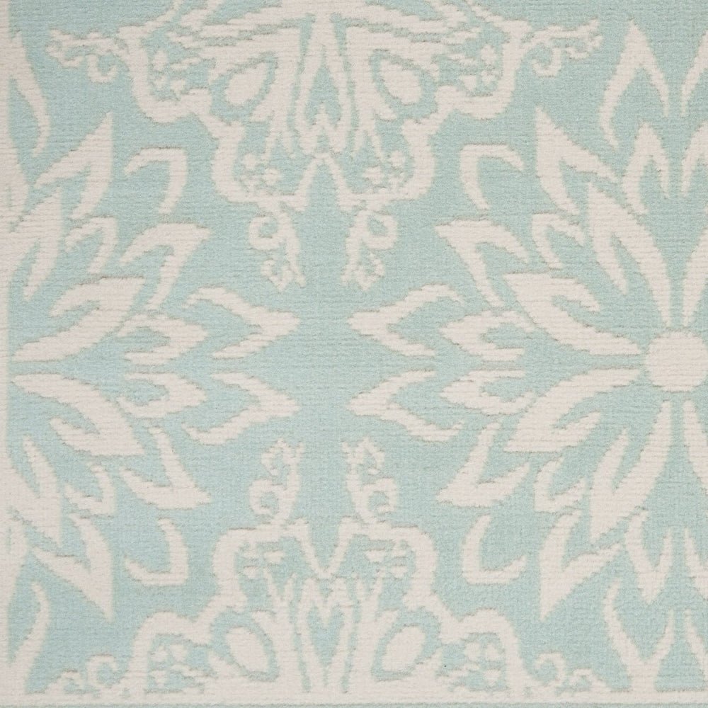 HomeRoots 6' Aqua Floral Power Loom Area Rug - Elegant Design for Living Rooms, Bedrooms & Dining Areas 6' X 9' Rectangle 522194