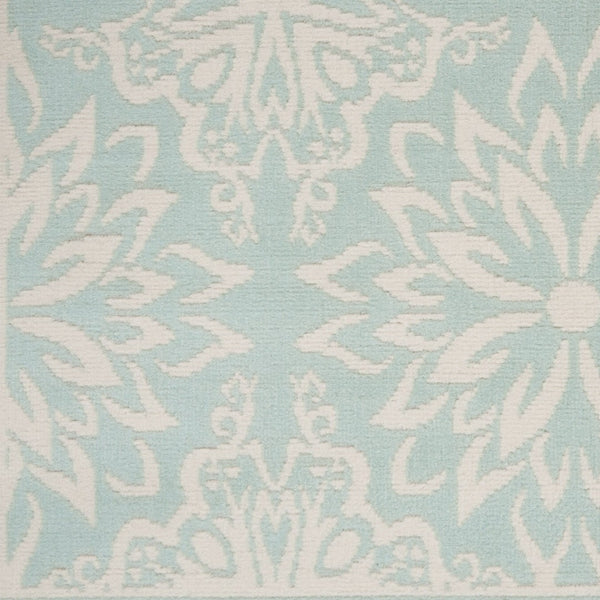 HomeRoots 6' Aqua Floral Power Loom Area Rug - Elegant Design for Living Rooms, Bedrooms & Dining Areas 6' X 9' Rectangle 522194