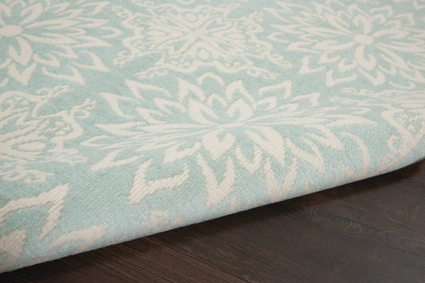 HomeRoots 6' Aqua Floral Power Loom Area Rug - Elegant Design for Living Rooms, Bedrooms & Dining Areas 6' X 9' Rectangle 522194