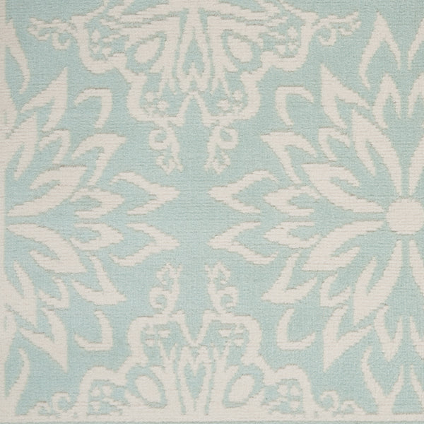 Homeroots 6' X 9' Aqua Floral Power Loom Area Rug  Polypropylene 522194