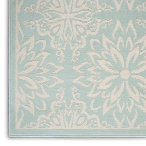 HomeRoots 6' Aqua Floral Power Loom Area Rug - Elegant Design for Living Rooms, Bedrooms & Dining Areas 6' X 9' Rectangle 522194