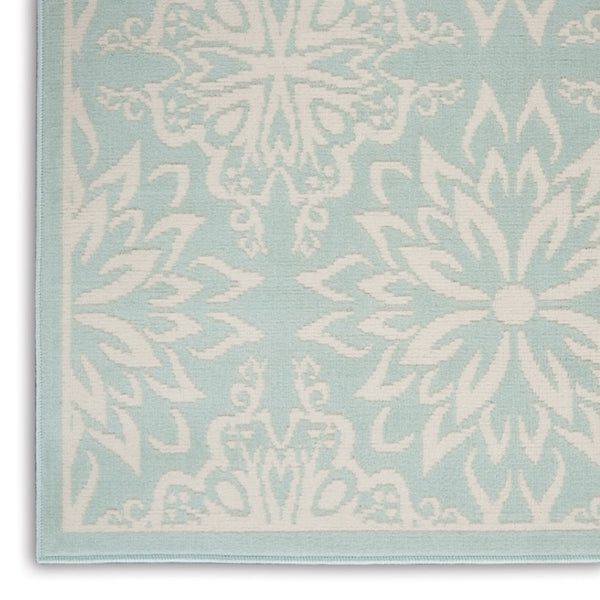 HomeRoots 6' Aqua Floral Power Loom Area Rug - Elegant Design for Living Rooms, Bedrooms & Dining Areas 6' X 9' Rectangle 522194