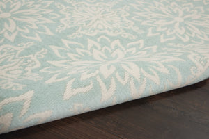 Homeroots 6' X 9' Aqua Floral Power Loom Area Rug  Polypropylene 522194