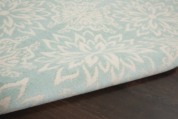 Homeroots 6' X 9' Aqua Floral Power Loom Area Rug  Polypropylene 522194