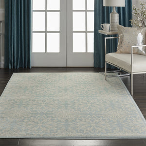 HomeRoots 6' Aqua Floral Power Loom Area Rug - Elegant Design for Living Rooms, Bedrooms & Dining Areas 6' X 9' Rectangle 522194
