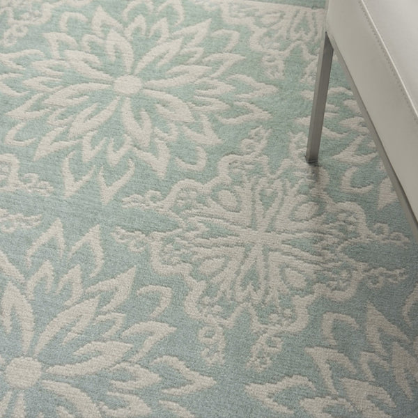 HomeRoots 6' Aqua Floral Power Loom Area Rug - Elegant Design for Living Rooms, Bedrooms & Dining Areas 6' X 9' Rectangle 522194