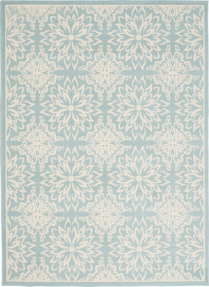Homeroots 6' X 9' Aqua Floral Power Loom Area Rug  Polypropylene 522194