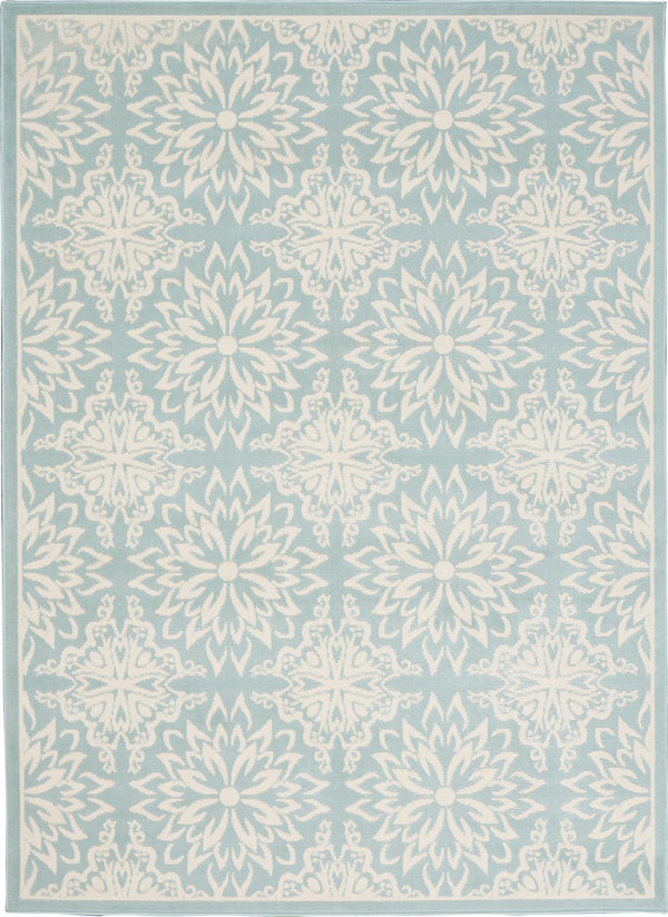 Homeroots 6' X 9' Aqua Floral Power Loom Area Rug  Polypropylene 522194