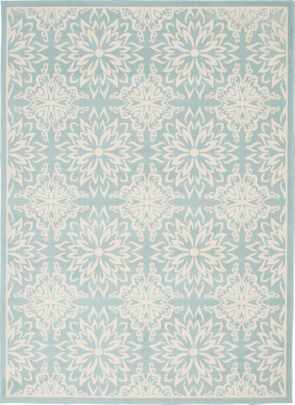 Homeroots 5' X 7' Blue And Ivory Floral Medallion Power Loom Area Rug  Polypropylene 522196