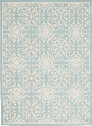 Homeroots 5' X 7' Blue And Ivory Floral Medallion Power Loom Area Rug  Polypropylene 522196