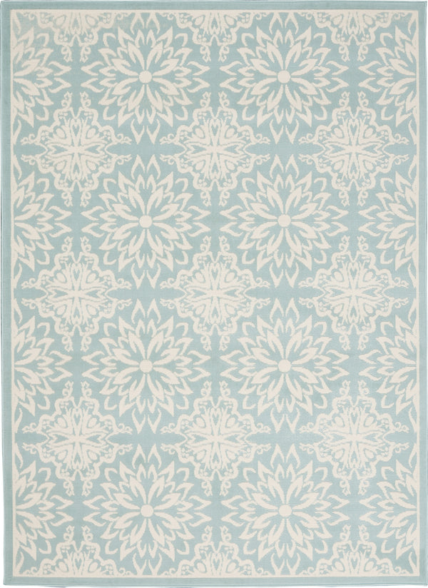 Homeroots 5' X 7' Blue And Ivory Floral Medallion Power Loom Area Rug  Polypropylene 522196
