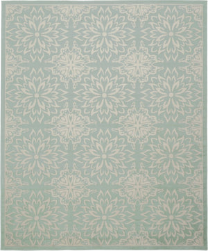 HomeRoots 6' Aqua Floral Power Loom Area Rug - Elegant Design for Living Rooms, Bedrooms & Dining Areas 8' X 10' Rectangle 522197