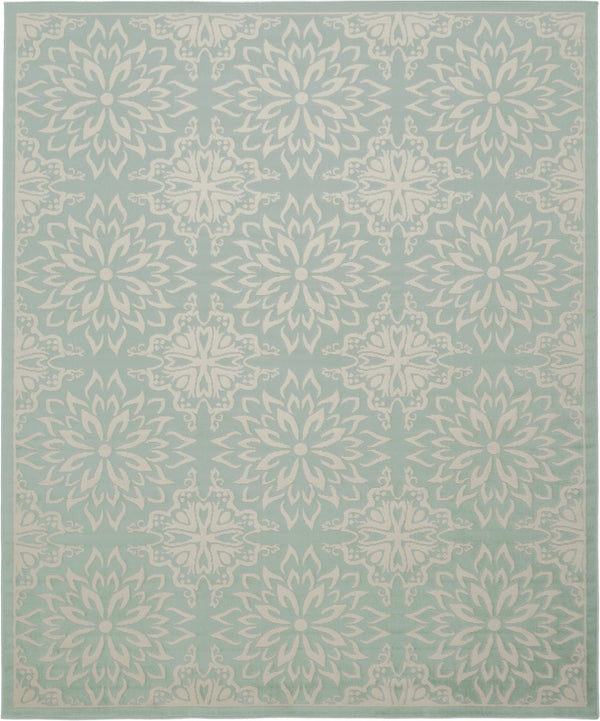 HomeRoots 6' Aqua Floral Power Loom Area Rug - Elegant Design for Living Rooms, Bedrooms & Dining Areas 8' X 10' Rectangle 522197