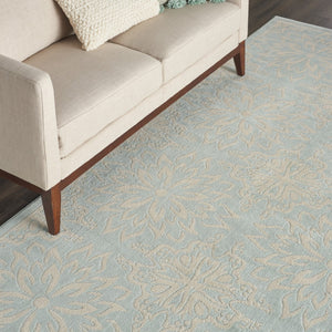 HomeRoots 6' Aqua Floral Power Loom Area Rug - Elegant Design for Living Rooms, Bedrooms & Dining Areas 8' X 10' Rectangle 522197