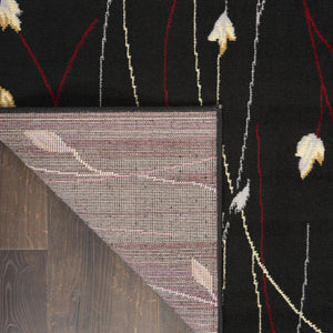 Homeroots 8' X 10' Black And Ivory Floral Power Loom Non Skid Area Rug  Polypropylene 522199