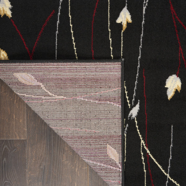 Homeroots 8' X 10' Black And Ivory Floral Power Loom Non Skid Area Rug  Polypropylene 522199