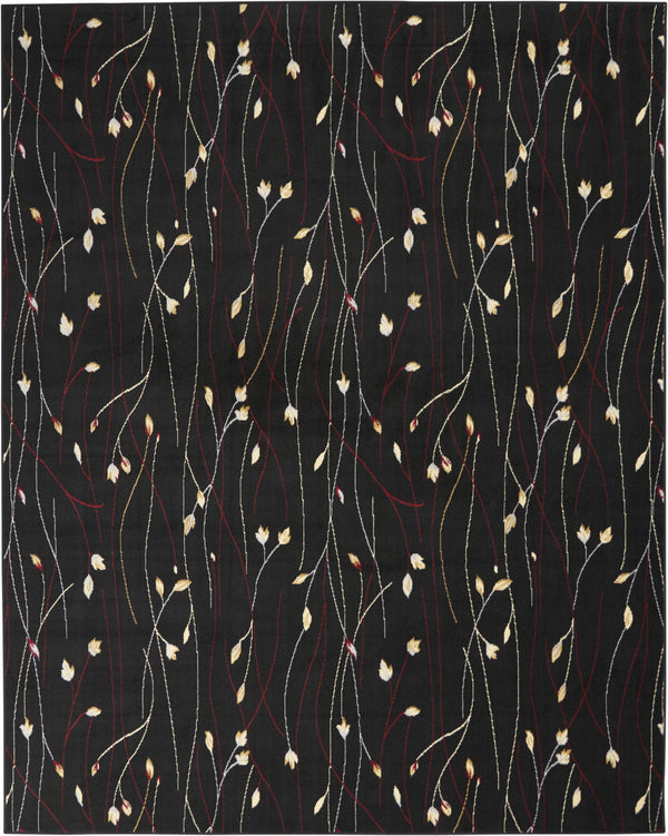 Homeroots 8' X 10' Black And Ivory Floral Power Loom Non Skid Area Rug  Polypropylene 522199