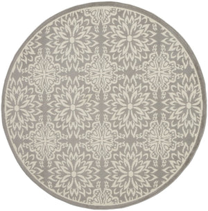 HomeRoots 8' Gray Round Floral Area Rug – Elegant Power Loomed Design for Modern and Traditional Spaces 8' Round Round 522202